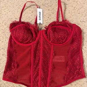 Garage Red Lace Bustier Corset Top